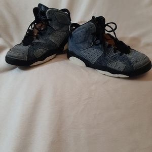 Nike, Air Jordan Retro 6 , Washed Denim Tennis Shoes,  Kids, Size 2.5Y